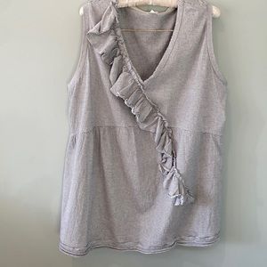 Caslon super soft navy and white ruffle tank size  1X